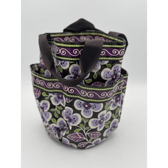 Vera Bradley Shower Caddy Plum Petals Mesh Bottom Vinyl Travel College Bath - Picture 1 of 14